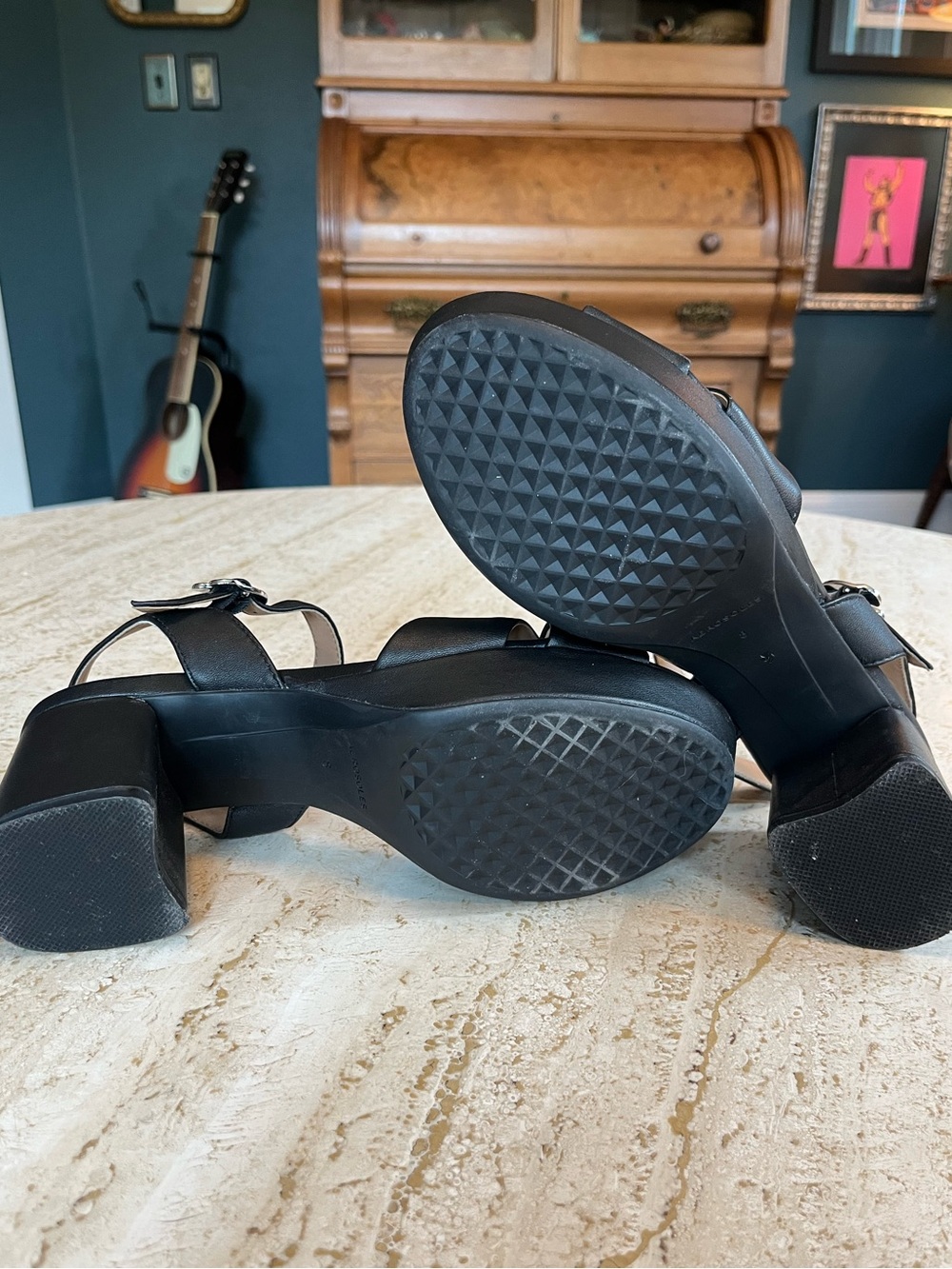 Aerosoles | Cosmos Platform Sandals | Black Leather | Size 8 - Picture 4 of 6